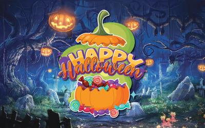 Logo-Set für Halloween-Schriftart - Illustration