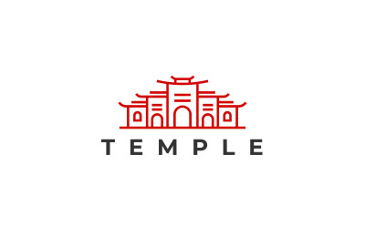 Čárová grafika Monoline Temple Logo Design Ilustrace Šablona