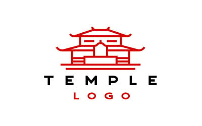 Hat Sanatı Monoline Tapınak Logo Tasarımı Vektör Çizim Şablonu