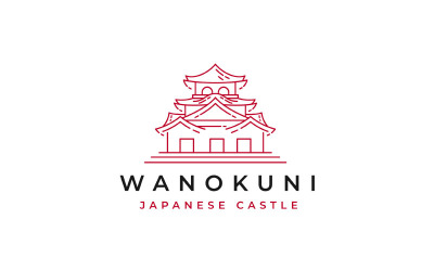 Illustrazione di disegno del logo del castello giapponese di Line Art