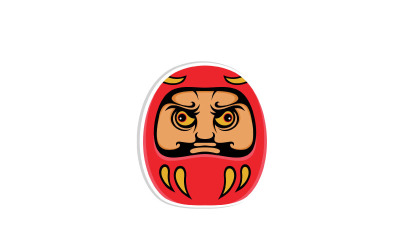 Illustrazione giapponese di Daruma Logo Design vettoriale