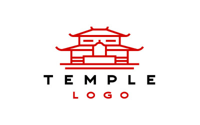 Line Art Monoline Temple Logo Design vektoros illusztráció sablon