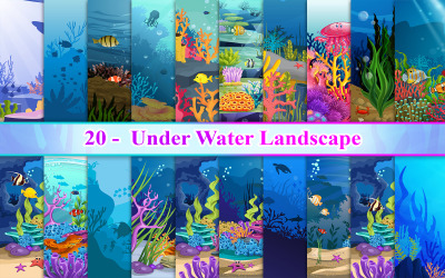 Onder waterlandschap, onderwaterachtergrond, achtergrond van het mariene leven