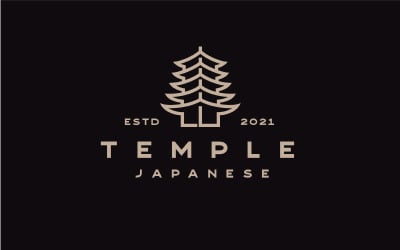 Retro Monoline Tempel Logo Ontwerp Illustratie