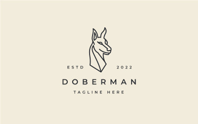 Dessin au trait Doberman Pinscher Dog Logo Design