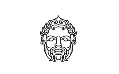 Grecki bóg Zeus Line Art Logo Design