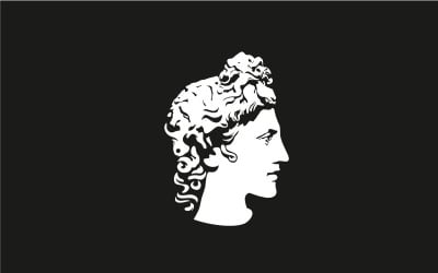 Grekisk gud Apollo logotyp. Forntida grekisk gud skulptur logo design inspiration