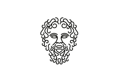 Griechischer Gott Zeus Line Art Logo Design Vector Template