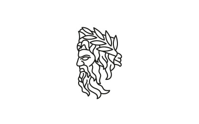 Line Art görög isten Zeusz Logo Design vektor sablon