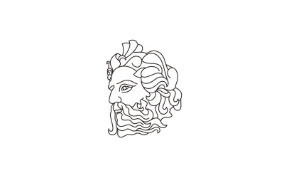 Line Art Griekse God Poseidon, oude Griekse God Logo ontwerp inspiratie