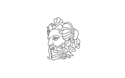 Line Art Řecký bůh Poseidon, starověký řecký bůh Logo Design Inspirace