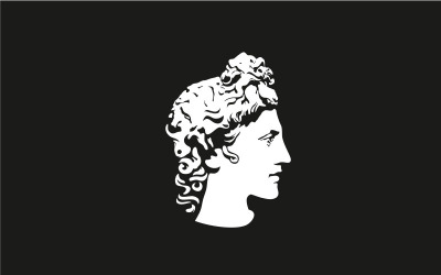 Logotipo del dios griego Apolo. Inspiración en el diseño del logotipo de la escultura del dios griego antiguo