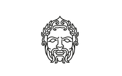 Řecký bůh Zeus Line Art Logo Design
