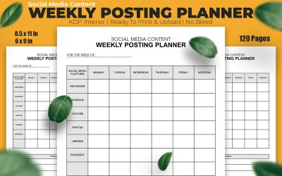 Social Media Content Posting Planner KDP belsőépítészet