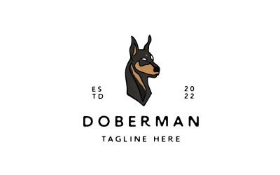 Vintage Hipster Doberman Pinscher Dog Logo Design