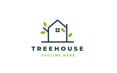 Ağaç Ve Ev Logo Tasarım Şablonu