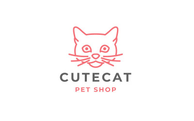 Cat Head Line Art Logo Design vektorillustration