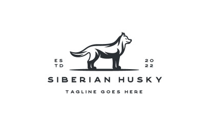 Dog Siberian Husky Logo Design Vector