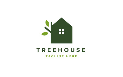 Modelo de vetor de design de logotipo de árvore e casa