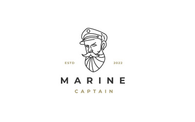 Seemann, Strichzeichnungen Schiffskapitän Logo Design Vector Template