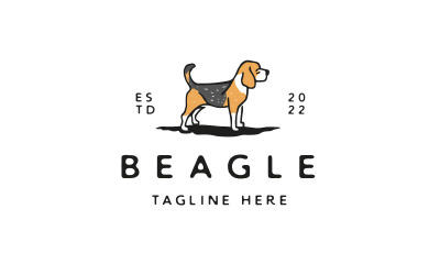 Vintage ręcznie rysowane pies Beagle Logo Design Vector