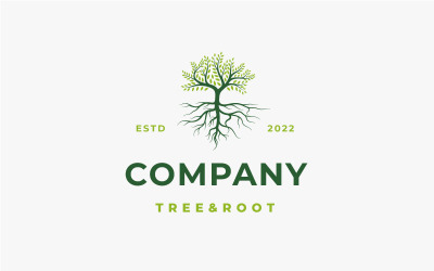 Canlı Ağaç Logosu, Ağaç Ve Kök Logo Tasarım Vektörü
