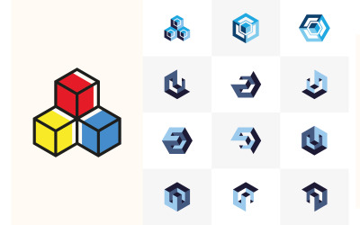 3d pakiet logo izolowanego sześciokąta