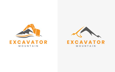 Excavator mountain logo design template