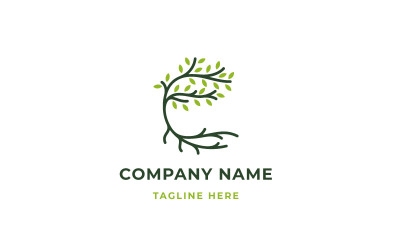 Line Art Tree e radici Logo Design Vector