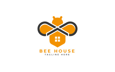 modello di progettazione del logo della casa delle api