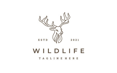 Deer Head Line Art Logo Vector Icon Illustration Design