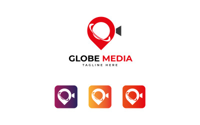 design de logotipo de mídia globo e ícone do aplicativo