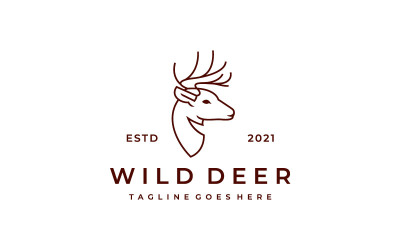 Ligne Art Deer Head Logo Vector Icon Illustration Design