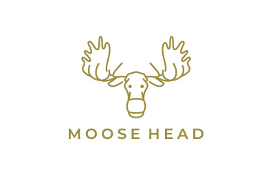 Line Art Moose Deer Head Logo Design Illustrazione vettoriale