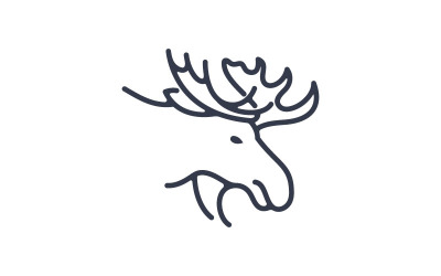 Linha Arte Alce Veado Logo Design Vector