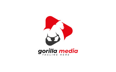 Modèle de conception de logo de médias de gorille