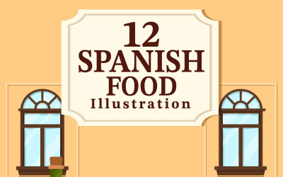 12 Španělské Jídlo Kuchyně Ilustrace