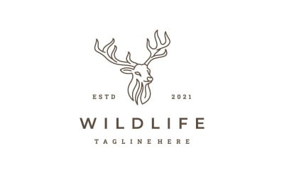 Tête De Cerf Ligne Art Logo Vector Icon Illustration Design