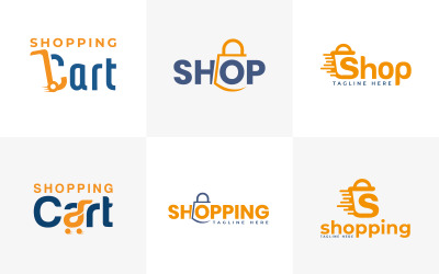 alışveriş logosu tasarım koleksiyonu şablonu