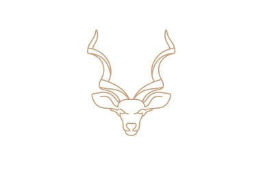 Kudu Line Art Logo Design Vector