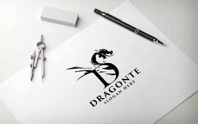 Logotipo de la letra D de Dragonte profesional