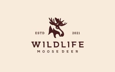 Łoś Deer Head Logo Vector Design Illustration