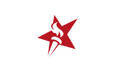 modello di progettazione logo stella e torcia di fuoco