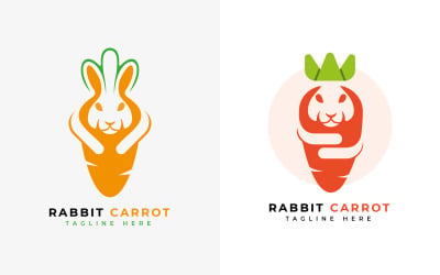 Modelo de design de marca de logotipo de cenoura coelho