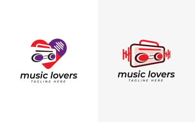 music radio lovers logo design template