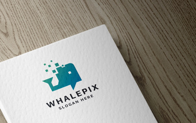 Plantilla de logotipo de ballena de píxeles