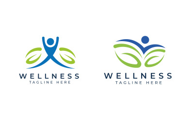 wellness logo ontwerpsjabloon mens en blad