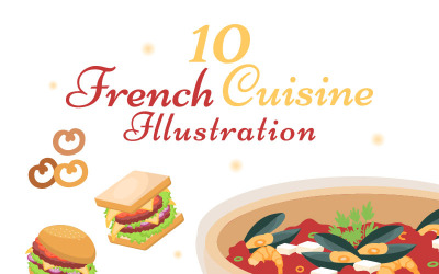 10 francia étel konyha étterem illusztráció