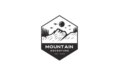 复古时髦山地冒险邮票标签标志设计