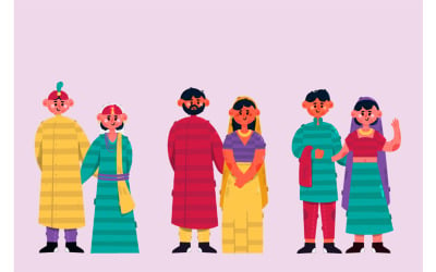 Ilustração de personagens indianos